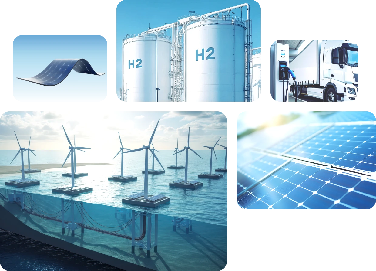 浮体式等洋上風力発電設をメインとしたイメージ画像